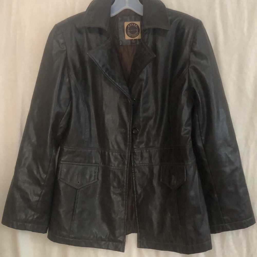Giacca brand Faux leather Jacket Womens medium size brown coat